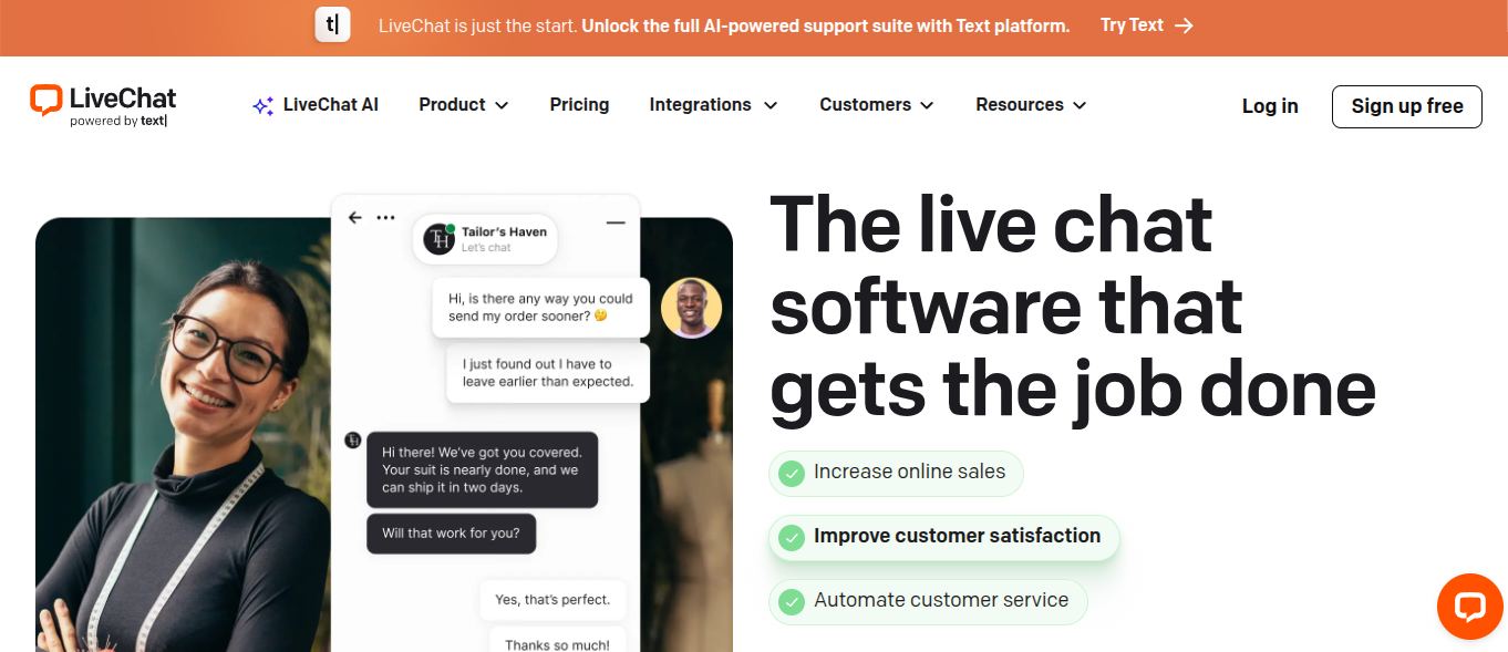 Mejores herramientas de automatización de mensajes con IA: LiveChat