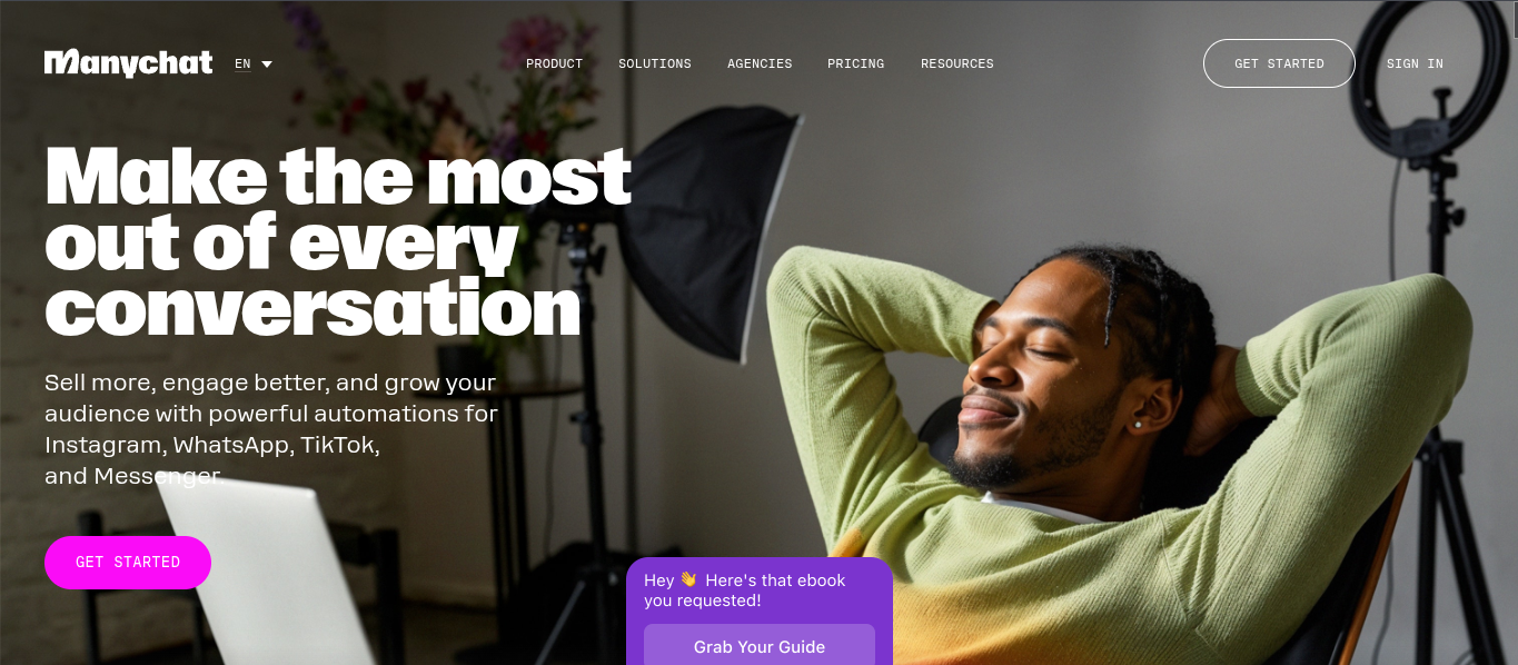 Mejores herramientas de automatización de mensajes con IA: ManyChat