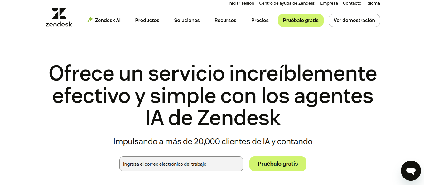 Mejores herramientas de automatización de mensajes con IA: Zendesk