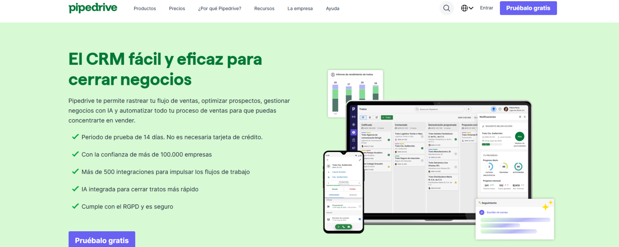 mejores herramientas para automatizar mi negocio online, Pipedrive